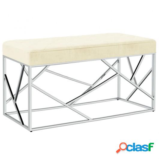 Banco de acero inoxidable y terciopelo crema 97 cm