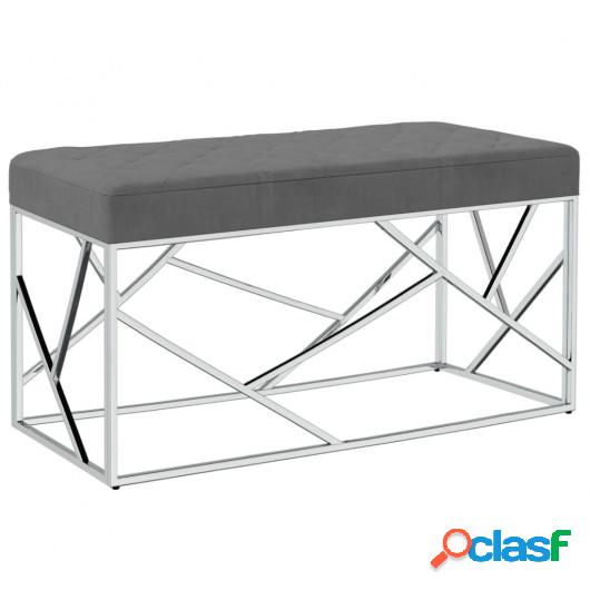 Banco de acero inoxidable y terciopelo gris oscuro 97 cm