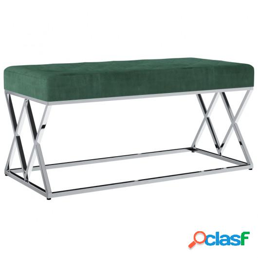 Banco de acero inoxidable y terciopelo verde 97 cm