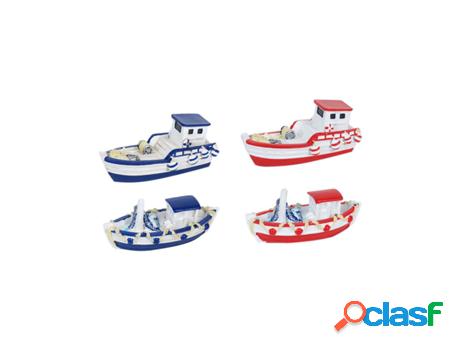 Barco Pequeño Resina Colores Rojo/Azul Incluye 4 Unidades