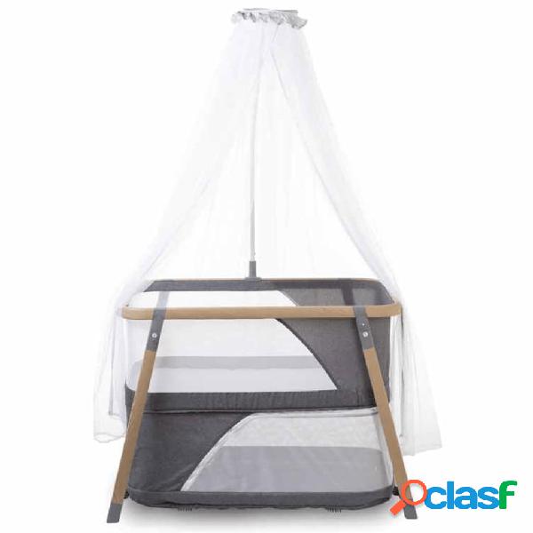 CHILDHOME Cuna plegable convertible gris y natural
