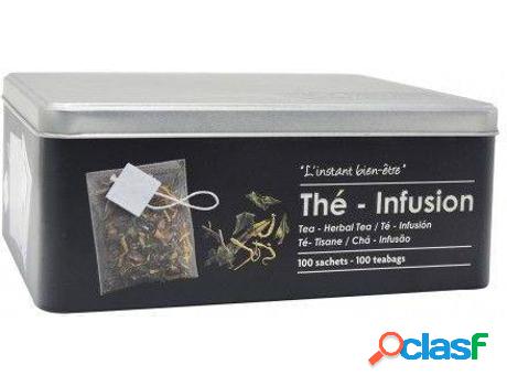 Cajas De Té HOGAR Y MÁS Metálica Moderna Negra Y Plateada