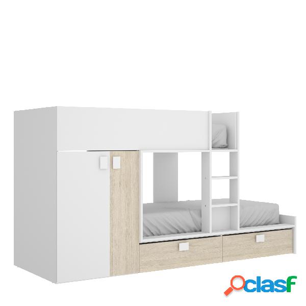 Cama Tren 2 Camas Matt Dekit Matt Blanco y Natural