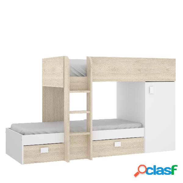 Cama Tren Dekit Move Natural y Blanco 150x253x111cm