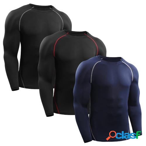 Camisas deportivas para hombres 3 PCS Capa base elástica de