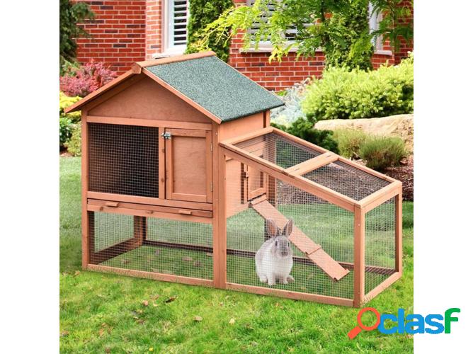 Caseta para Conejos PAWHUT (Marrón - 144x64.5x100cm -