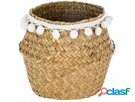 Cesto Organización HOGAR Y MÁS Junco De Mimbre Natural Con