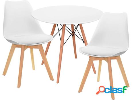 Conjunto Comedor Jardín THINIA HOME Valeska Blanco (MDF,