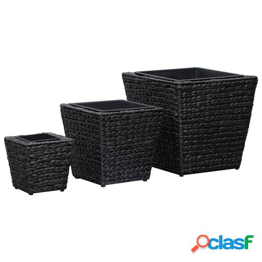 Conjunto de jardineras 3 piezas jacinto de agua negro