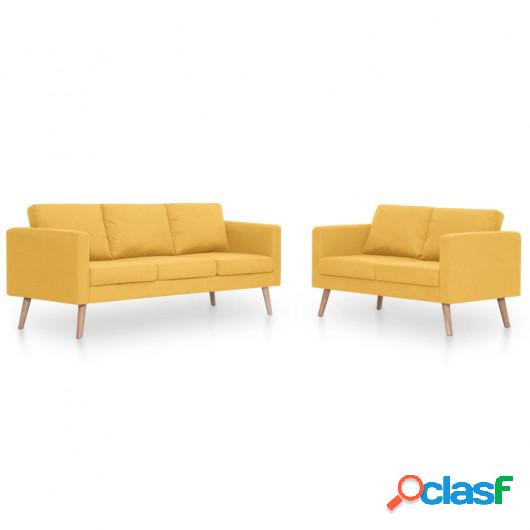 Conjunto de sofás 2 piezas tela amarillo