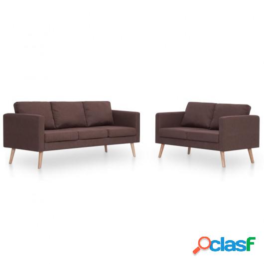 Conjunto de sofás 2 piezas tela marrón