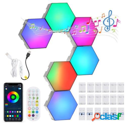 DC5V 6PCS BT conectado RGB hexágono luz ambiente lámpara