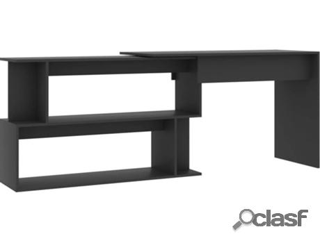 Escritorio VIDAXL Esquina Gris (200x50x76cm - Madera