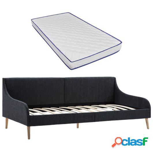 Estructura sofá cama con colchón viscoelástico tela gris