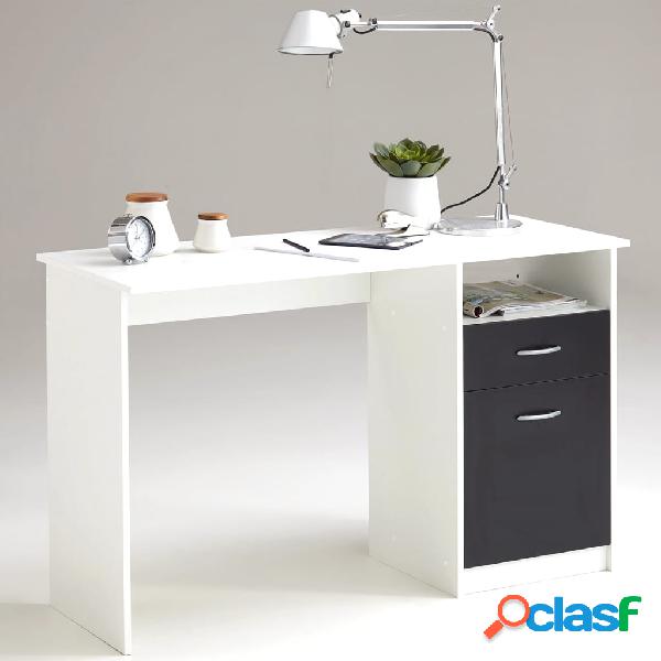 FMD Escritorio con 1 cajón blanco y negro 123x50x76,5 cm