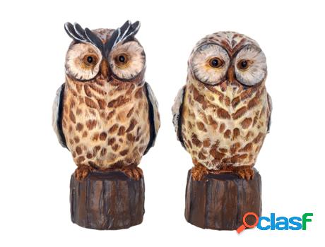 Figura Búho 2 Unidades Marrón de Resina 19*10*10cm Set de