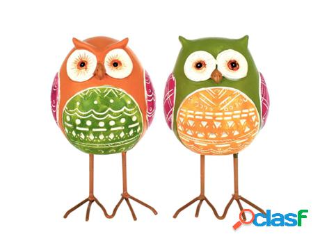 Figura Búhos 2 Unidades MULTICOLOR de Resina 13*8*8cm