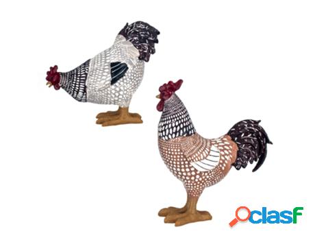 Figura Gallinas 2 Unidades GRIS de Resina 26*11*23cm Figura