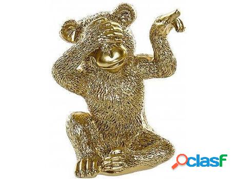 Figura HOGAR Y MÁS Mono Dorado De Resina Decorativa