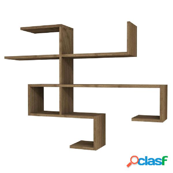 Homemania Estantería de pared Mild nogal 121,5x22x88,6 cm