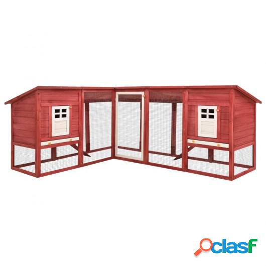 Jaula conejera de exterior con corral madera abeto rojo