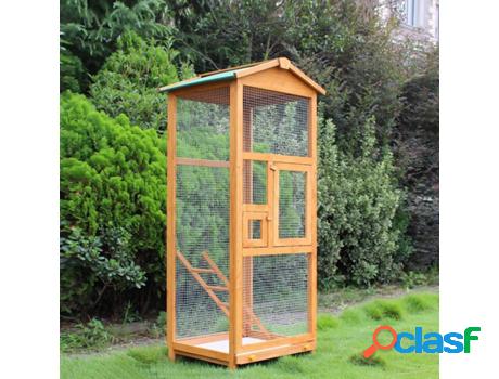 Jaula de Pájaros PAWHUT D10-004 (Beige - 68 x 63 x 165 cm -