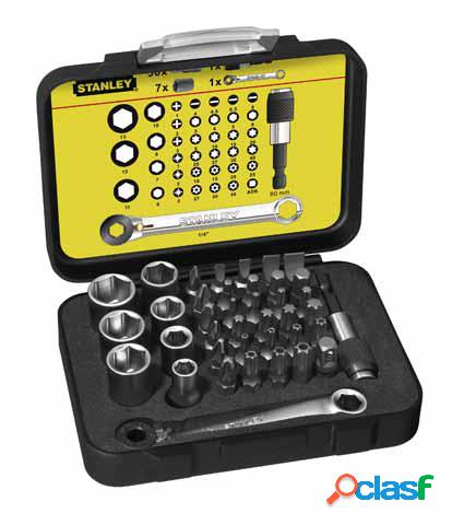 Juego de Llaves y puntas de 39 piezas Stanley con carraca de