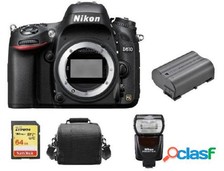 Kit Cámara Réflex NIKON D610 Corpo + Tarjeta SD de 64GB +