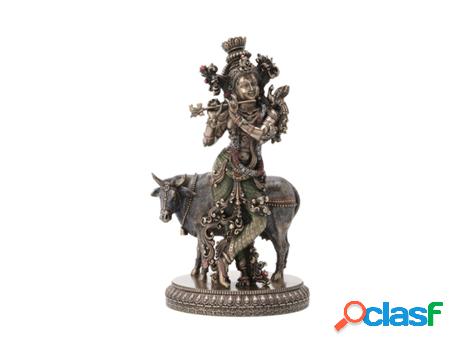 Krishna Y La Vaca Resina Bron Figuras Budas Colección