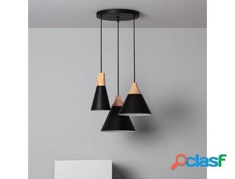Lámpara de Suspensión LEDKIA Dustin (Negro - E27 - 3x60 W)