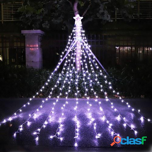 Luces de cascada 317LEDs 8 modos árbol luz pentagrama