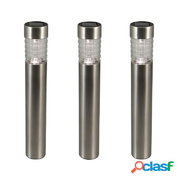 Luxform Poste solar LED de jardín Tacoma 3 uds. plateado