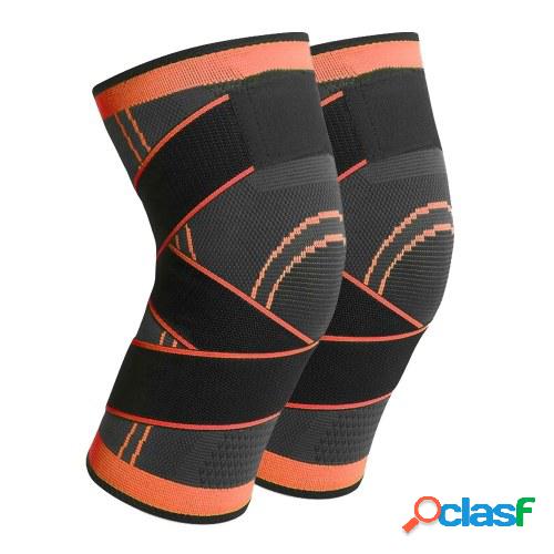 Men Women Pair of Knee Braces Knitted Adjustable Straps