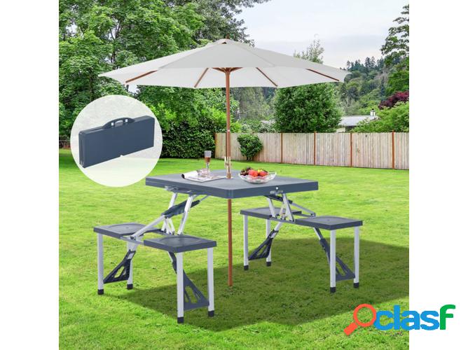 Mesa Portátil OUTSUNNY 4 lugares (136x84x66cm)