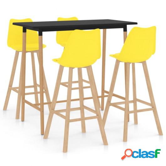Mesa alta y taburetes de bar 5 piezas amarillo