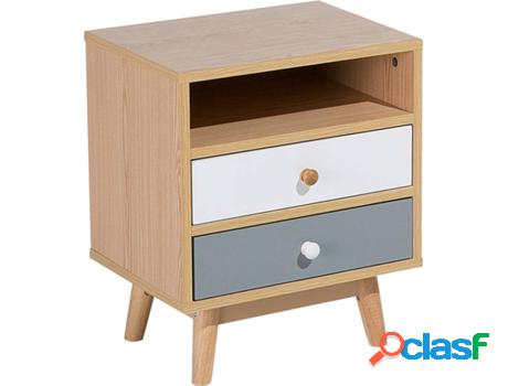 Mesitas de Noche Fargo Marrón (Blanco - Madera