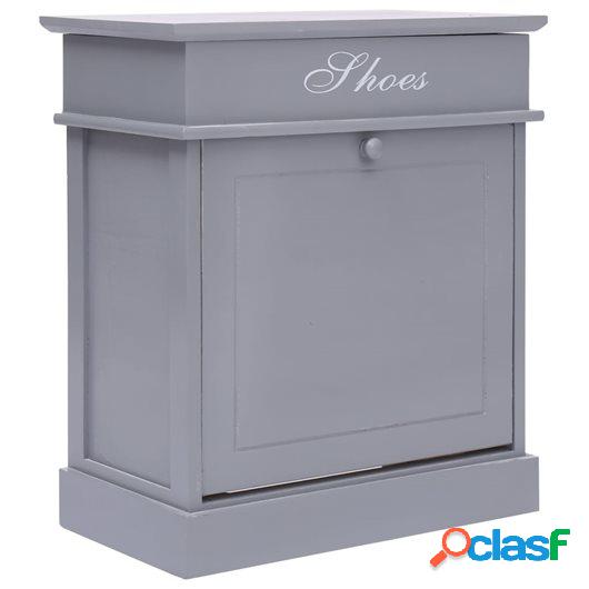 Mueble zapatero de madera de Paulownia gris 50x28x58 cm