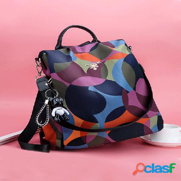 Mujer Impermeable Impreso Nylon Mochila antirrobo