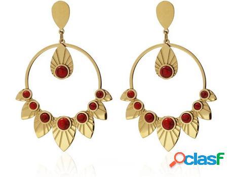 Pendientes ANARTXY Hojas (Acero Inoxidable - Dorado y Rojo -