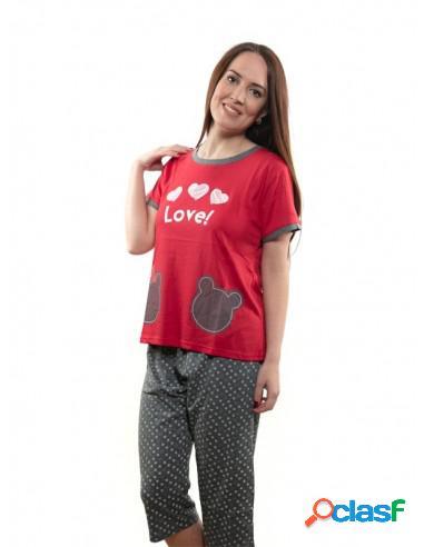 Pijama De Mujer Verano Love M Rojo