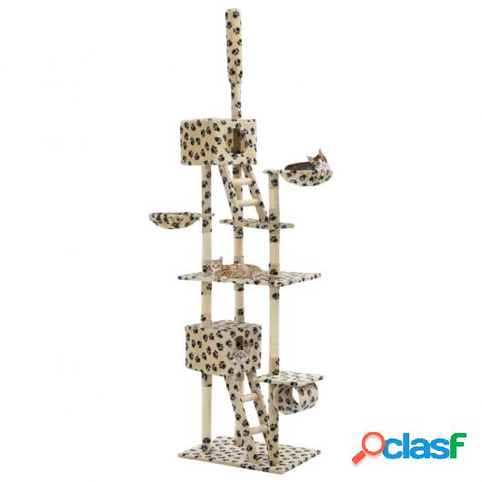 Rascador para gatos con poste de sisal 230-260 cm huellas