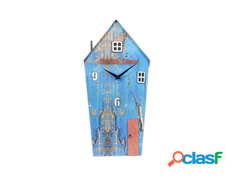 Reloj Casa Azul de Madera Reciclada Decoración Relojes