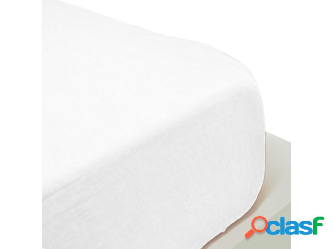 Sábana ajustable lino lavado ANGELLINEN blanco 140 x 200 cm