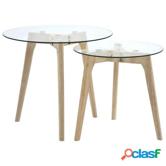 Set de mesas auxiliares 2 piezas vidrio templado