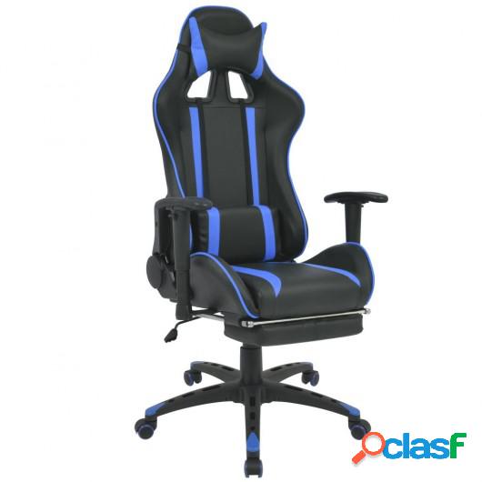 Silla de escritorio Racing reclinable con reposapiés azul