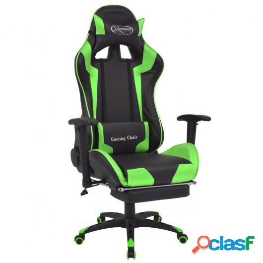 Silla de escritorio reclinable Racing con reposapiés verde