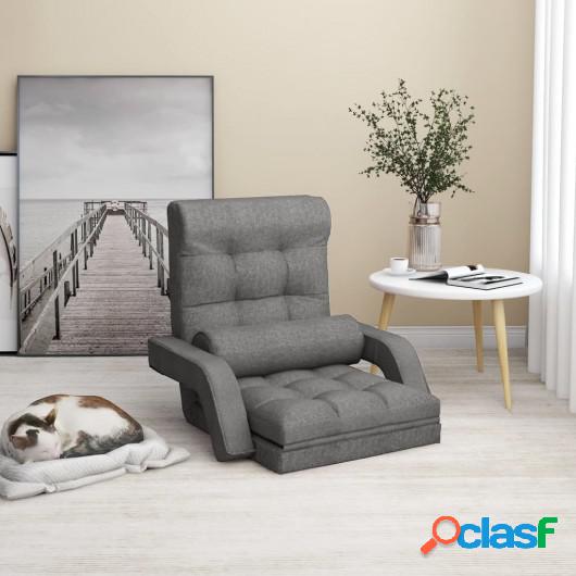 Silla de suelo plegable con función de cama de tela gris