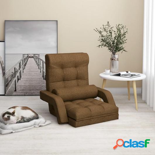 Silla de suelo plegable con función de cama de tela marrón