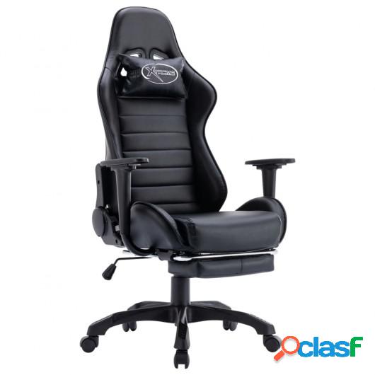 Silla gaming con reposapiés cuero sintético negro