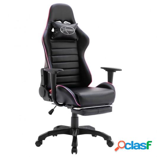 Silla gaming con reposapiés y luces LED cuero sintético